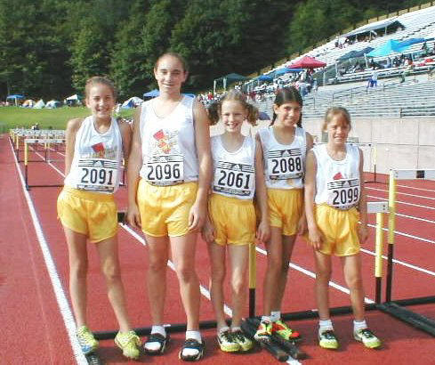 Midget Division Girl Hurdles: Left to right, Courtney, Corey, Rebecca, Sophia and Lillian